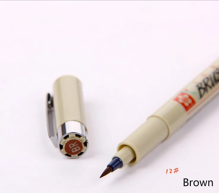 12 brown 1 шт., кисть Sakura, ручка, мягкая ручка-кисть для каллиграфии, водостойкий, гладкие чернила, Caneta, кисть, маркер, ручки, кисть, ручка для рисования - Цвет: 12 brown