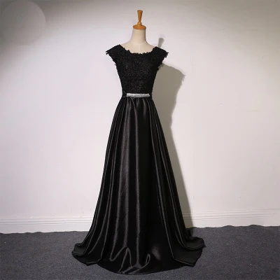 Ladybeauty Новое поступление элегантное вечернее платье вечерние платья Vestido de Festa платье с аппликацией прозрачное с открытой спиной - Цвет: Черный