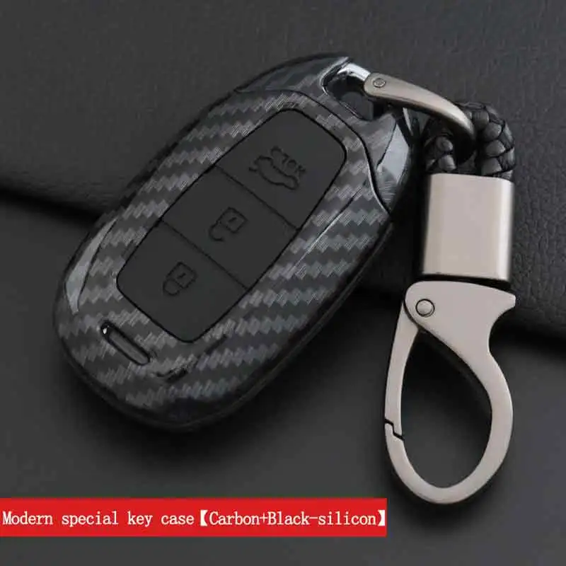 3key-carbonblack Силиконовый Футляр для дистанционного ключа для hyundai Ix35 Solaris Azera Elantra Grandeur Ig Accent Santa Fe Verna - Название цвета: 3key-carbonblack