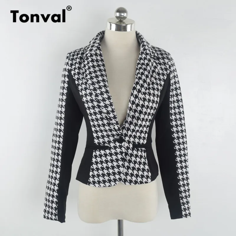 Блейзер Tonval Женский с одной пуговицей|houndstooth blazer|blazer womenblazer feminino |