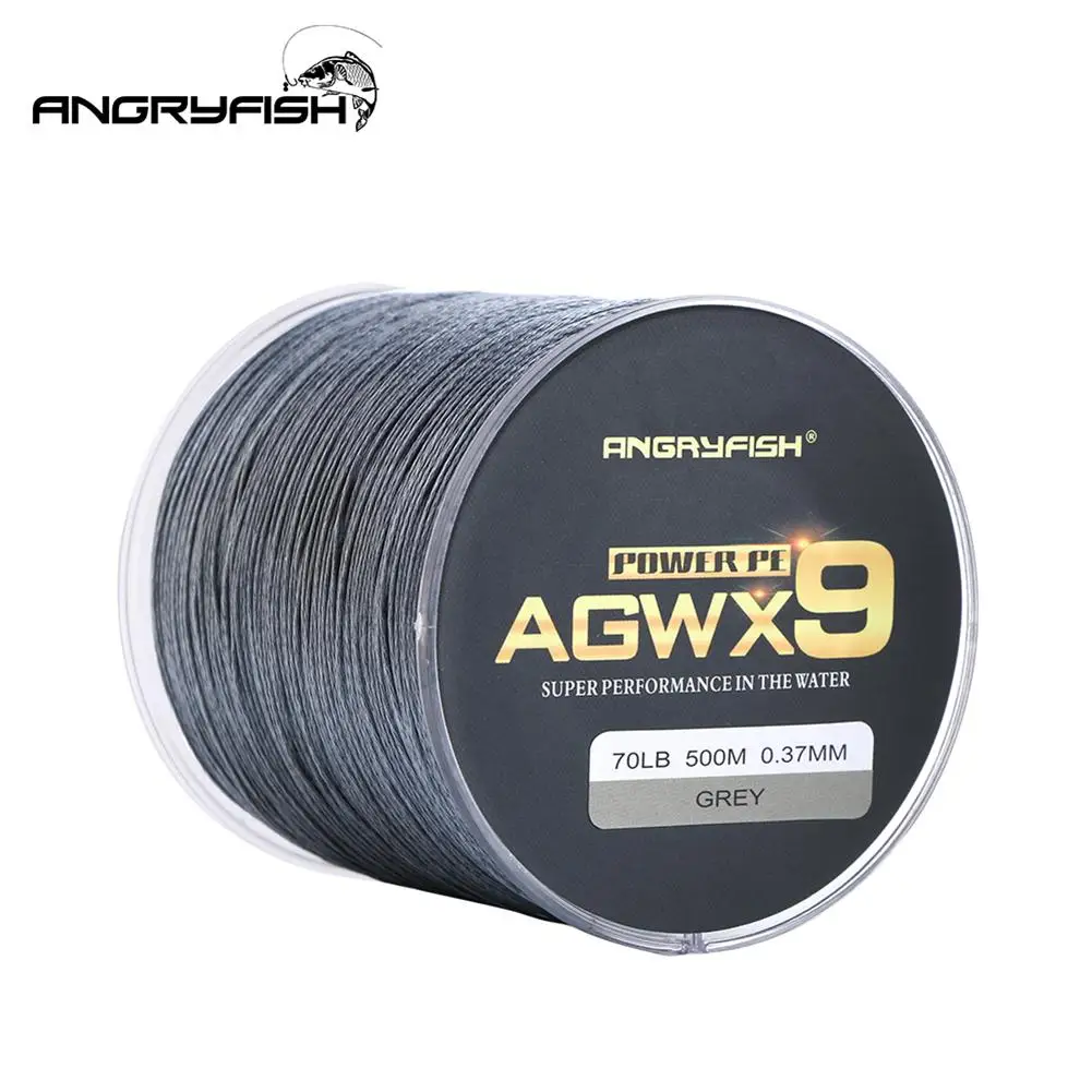 ANGRYFISH леска Diominate X9 PE леска 9 нитей плетеная 500 м/547 ярдов супер сильная леска 15LB-100LB серая