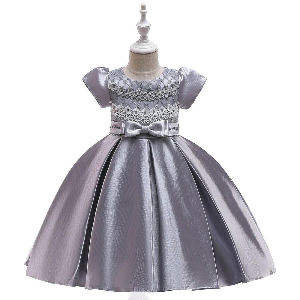 MQATZ Satin Lace Girl Dress Wicker Embossed Flower Baby Party Ball Gown Bow Kids Dresses Birthday Princess 4-13 Years | Детская одежда