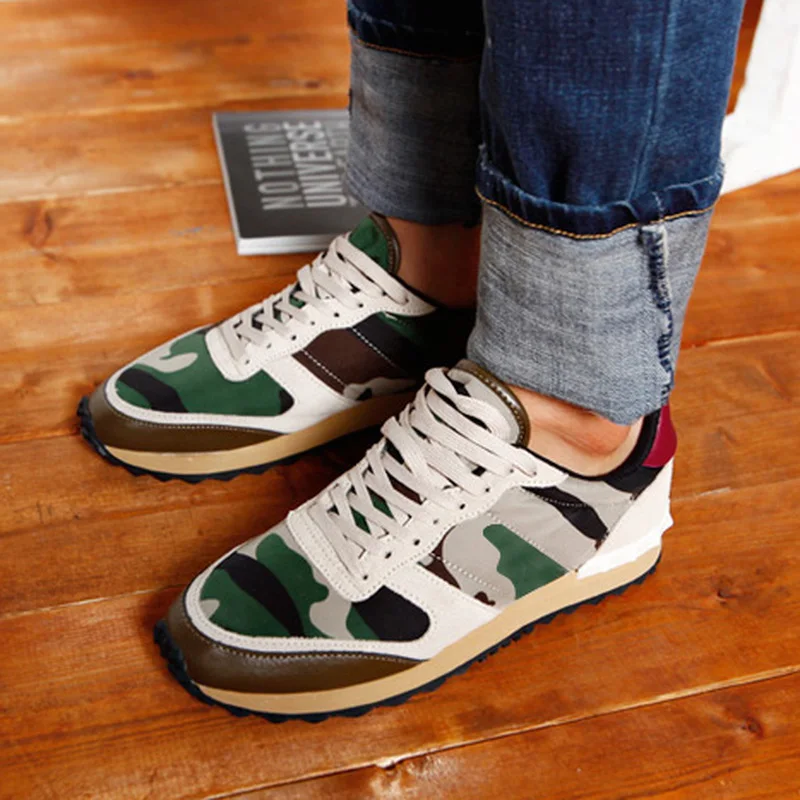 Mens Camo Lace Up Flats Sneakers Sport Shoes Casual Camouflage Breathable Unisex 4Styles A701 | Обувь