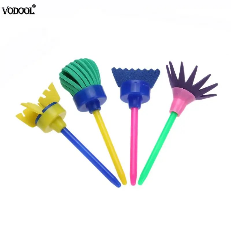 VODOOL 4 шт./компл. Цветочная художественная кисть вращающаяся Поворотная губка для