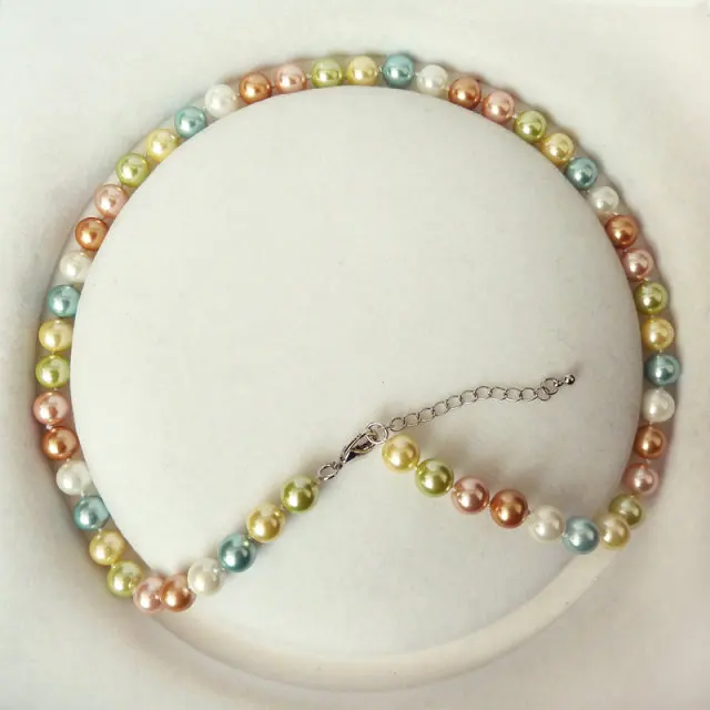 Разноцветное жемчужное ожерелье 8 мм с жемчужинами в виде ракушек черного белого