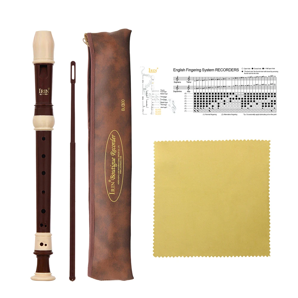 

IRIN ABS Descant Recorder 8 Hole Baroque Style Recorders Instrument Detachable with Finger Rest Carrying Bag Wind Instruments
