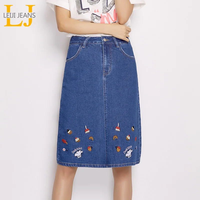 2019 LEIJIJEANS Новое поступление летние размера плюс смешной Рисунок вышивка средняя
