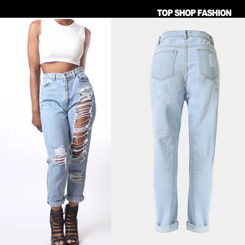 Ripped Jeans For Women Casual Hole Straight Trousers Clothing Summer Style Pants large Size Girls Skinny | Женская одежда