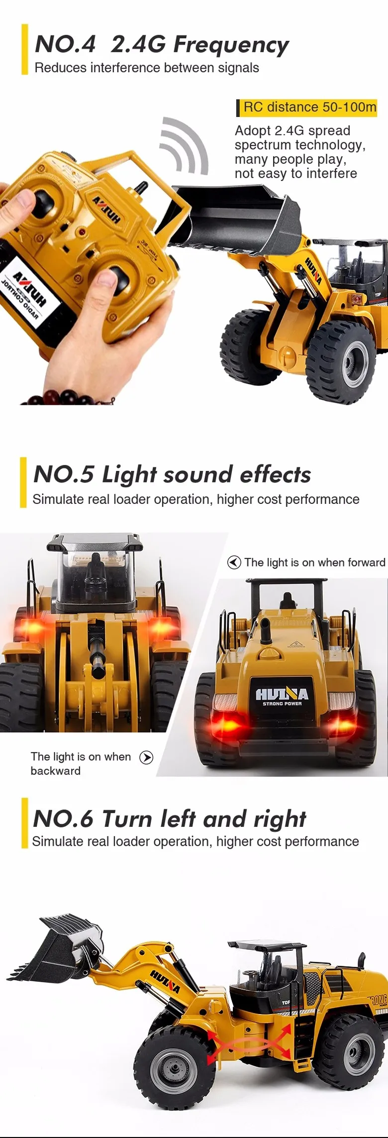 HUINA TOYS 1583/583 1/14 10CH Сплав RC бульдозер грузовик с фронтальным погрузчиком грузовик Инженерная строительная машина игрушка RTR