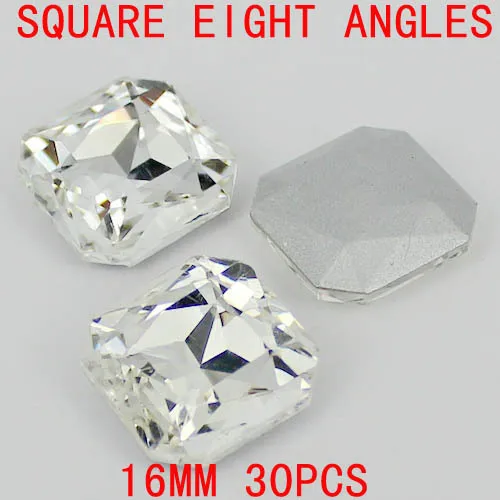 Квадратные с 8 углами хрустальные камни серебро фольга Точка Назад Свободные