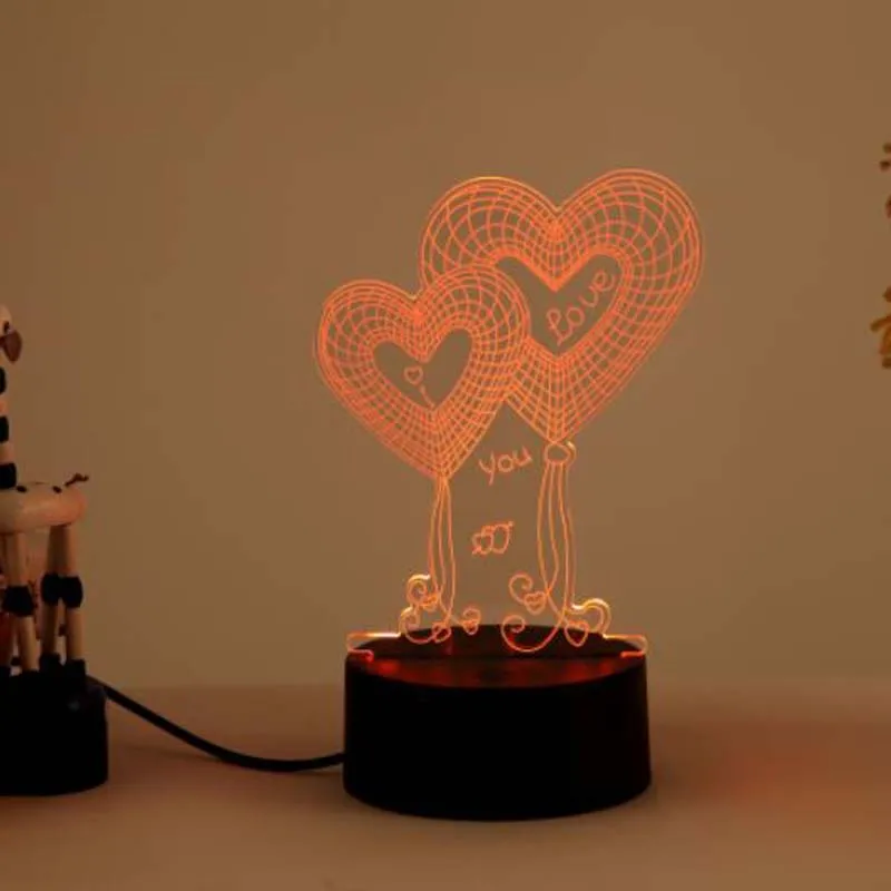 Акрил 7 цветов 3D USB светодиодный светильник ночные светильники Настольная лампа