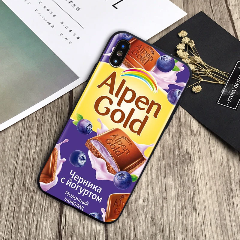 Мягкий силиконовый черный чехол для телефона alenka bar wonka с изображением шоколада