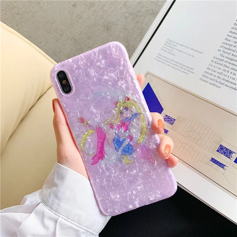 Чехол из мягкого силикона Cartoon Flower Sailor Moon Pretty Girl Glitter Star для iPhone X XS MAX XR 6 6S 7 8 Plus.