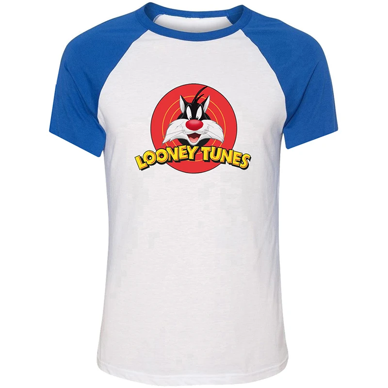 С изображением кота Сильвестра Looney ttes езда птичка Твити голод таз мания Looney ttes черный белый дизайн Мужская Печать Футболка Графический Тройник - Цвет: YaRCBL1341D