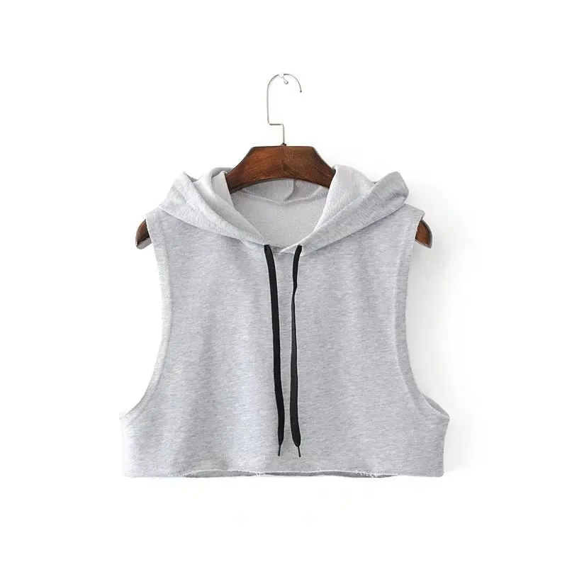 Anspretty одежда сексуальный худи укороченный женский без рукавов Короткая