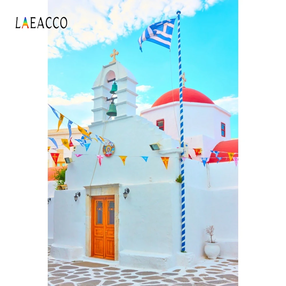 Laeacco Приморский церковный фон для фотосъемки с местом поклонения Христу