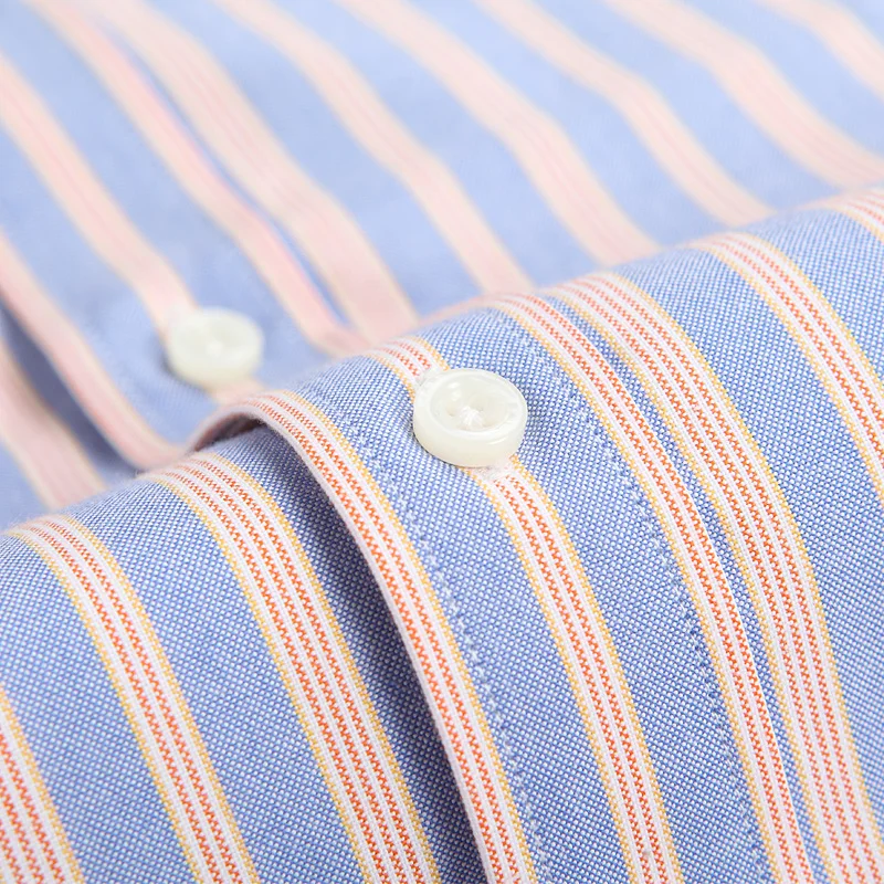 Paul spring-autumn pure cotton washed Oxford blouses men's long-sleeved striped shirts slim fit for youth leisure |