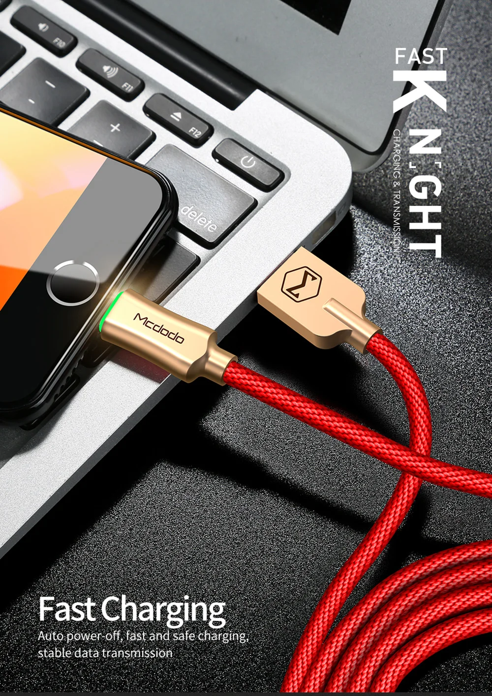 10 шт./лот Mcdodo Автоматическое отключение для iPhone USB кабель 2.4A кабель передачи данных для быстрой зарядки для iPhone iPad iPod USB кабель светодиодный iOS шнур