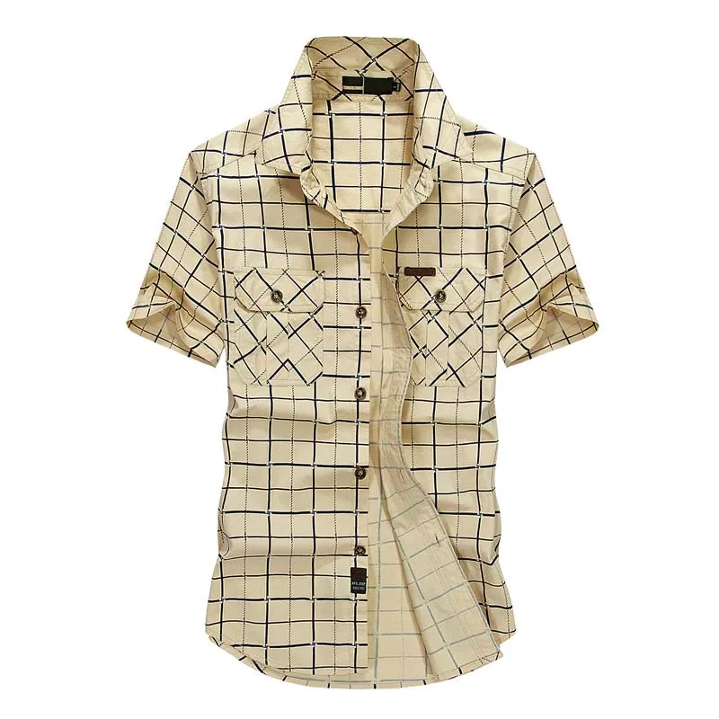 Летняя мужская рубашка с коротким рукавом рубашки высокого качества из хлопка