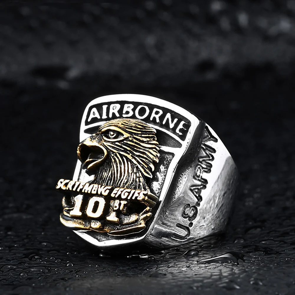 Двухтонное Золотое кольцо из нержавеющей стали Eagle Hawk Большие широкие кольца