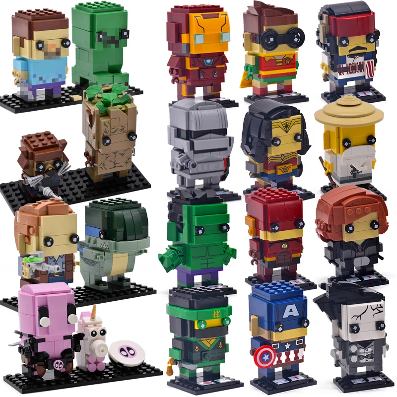 Brickheadz мини Legoings с эмблемами супергероев DC Мстители 4 Marvel 3 эндшпиль brick Heads
