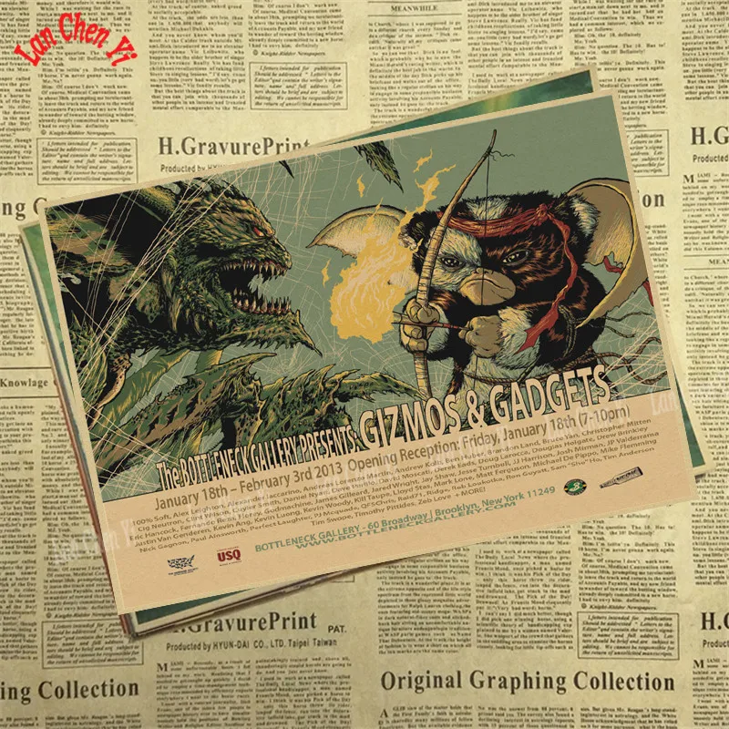 Зеленый Gremlins Фэнтези фильм ужасов крафт бумага Плакат кафе высокое качество печати рисунок ядро декоративная живопись - Цвет: Зеленый
