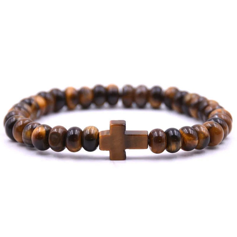 Браслет Cross Tclassic Natural Stone Love с 7 цветами овальных бусин, винтажными шармами и драгоценностями для женщин в подарок другу.