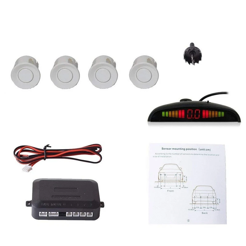 

Car Parking Sensors With LED Display Indicator 4PCS Sensors Auto Reversing Radar Parking Monitor Assistant Parking Sensor