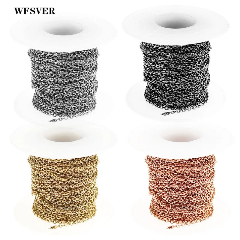 WFSVER 10m/lot 1/1.5/2/2.5mm width Cross Chain Silver Gold Rose Stainless Steel Accessories for DIY Jewelry Making Supplies | Украшения и