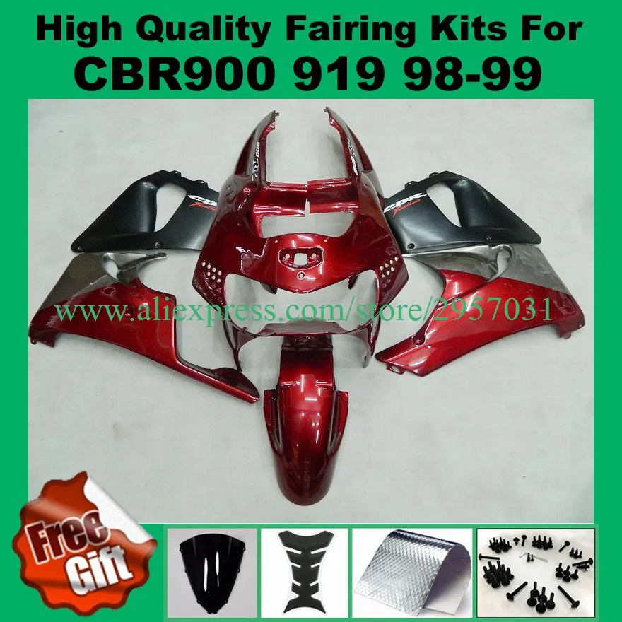 

Free screws+gifts Fairing kit for HONDA CBR900RR 919 98 99 CBR 900RR CBR900 1998 1999 ABS Red Black I3235 Fairings set