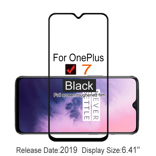 OnePlus 7 Black 2 шт. оригинальное полное покрытие из закаленного стекла для OnePlus 7 6,4" Защитное стекло для экрана 1+ 7 GM1900 GM1901 GM1903 GM1905 пленка - Цвет: OnePlus 7 Black
