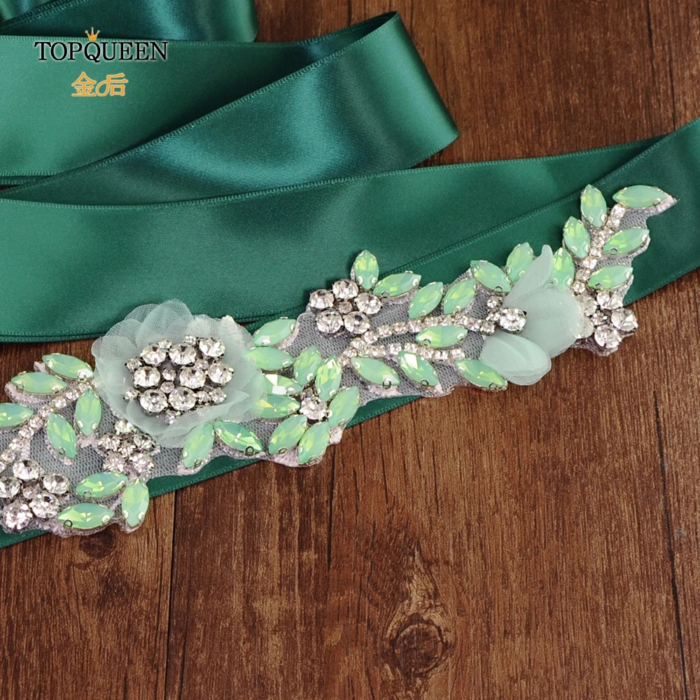 TOPQUEEN S419-G, свадебные аксессуары, ремень для свадебного платья, вечерние пояса с цветами, стразы, пояс с бриллиантами для вечернего платья