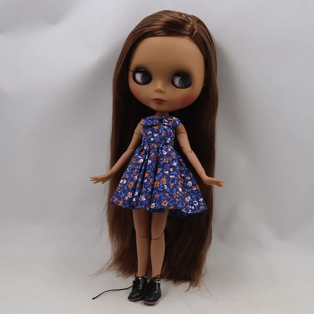 Кукла Blyth BL9158 темная кожа дикая коричневая мягкая длинные прямые волосы 1/6 новое