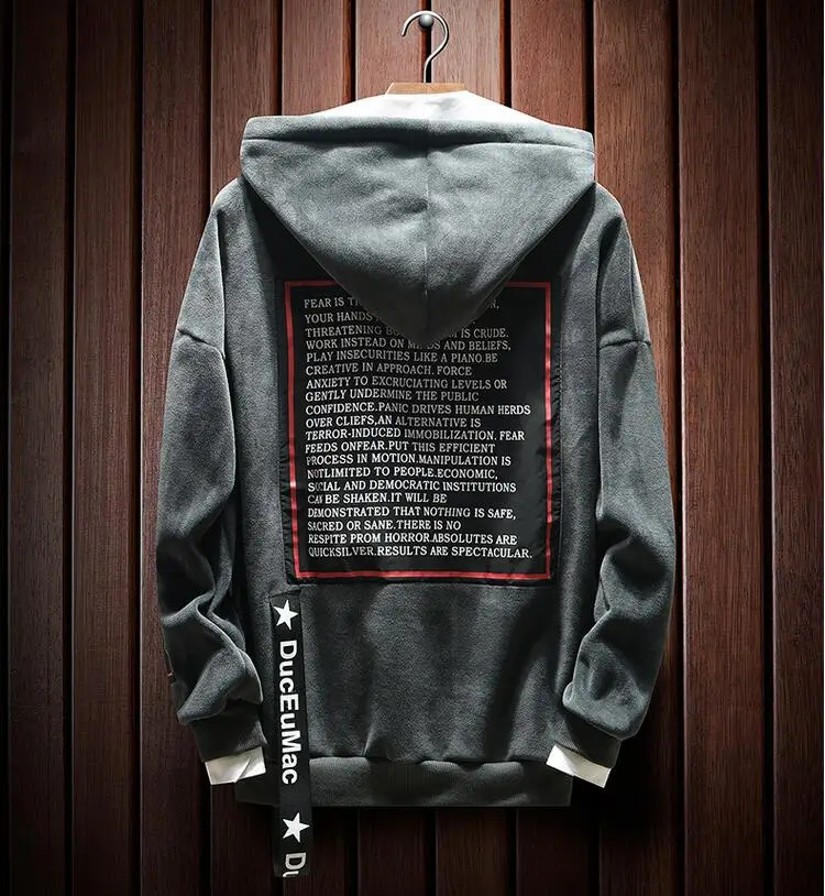 

Rlyaeiz Hooded Sweatshirt Homme Spring Autumn Sweatshirts Men Long Sleeve Casual Letter Printed Hoodies Plus Velvet Hoodie Men