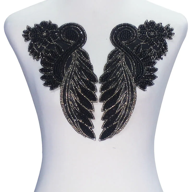 5 зеркальных пар черных бусин Кристальные стразы цветы исправление аппликация