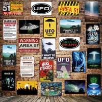 mike86 wanring area 51 i want to believe ufo aliens metal sign wall plaque poster custom painting room decor art lt 1695