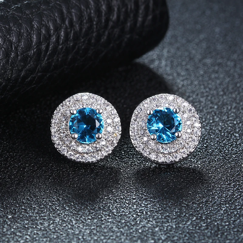 Женские серьги гвоздики с фианитом цвет белое золото|earrings for women white|earrings womenfashion