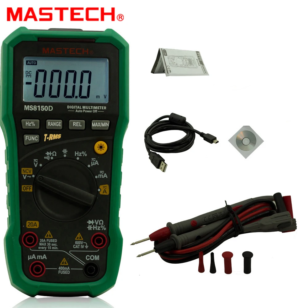 

Mastech MS8150D Digital Multimeter Auto Range Ture RMS Handheld Portable Tester Meter Electrical Instrument Diagnostic-tool