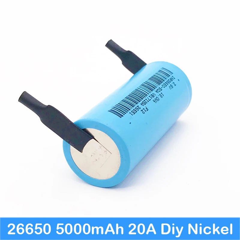 Батарея 26650 5000 мАч с DIY никель Новый Li-ion 3 7 v аккумуляторная батарея для фонарика 20A