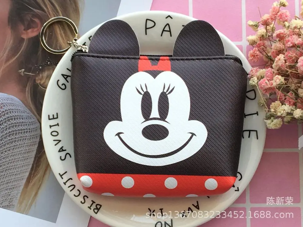 Disney мультфильм Микки Маус стерео ухо молния монета pu Кошелек для монет карты пакет Дональд Дак девушки сумка для рук детей Подарки