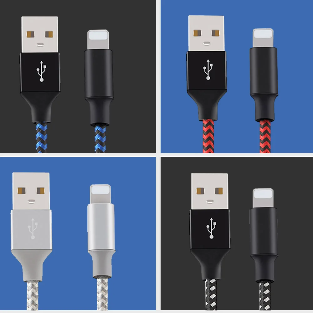Нейлоновый шнур для быстрой зарядки 8 Pin IPhone X XR 7 6 XS Plus IPad Mini IOS 9 10 Lighting зарядный
