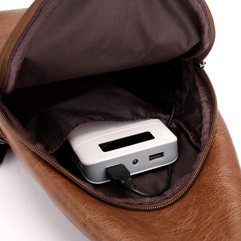 Корейская версия Мужская pu Грудь сумка USB зарядки мужские сумки Молодежные