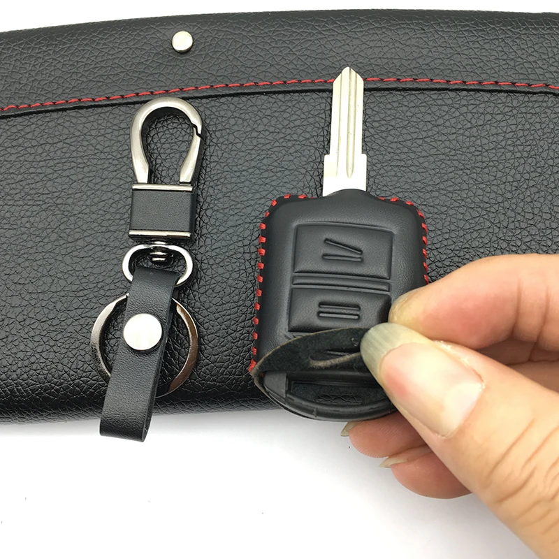Чехол для автомобильного ключа из натуральной кожи с 2 кнопками Opel Astra H J g Zafira Vectra