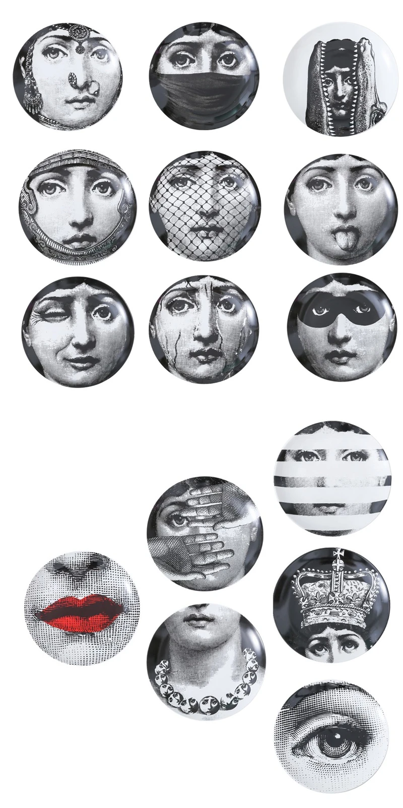 8 дюймов Милан rosenthal Piero fornasetti тарелки чистого черного цвета и белой иллюстрации Топ Мода висят блюда по производству образцов/дома/отеля настенный Декор