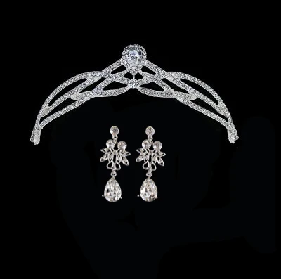 Bridal Butterfly Flower Waterdrop Silver Diamante Crystal tiara hairbands crown earrings wedding hair accessories wholesale | Украшения и