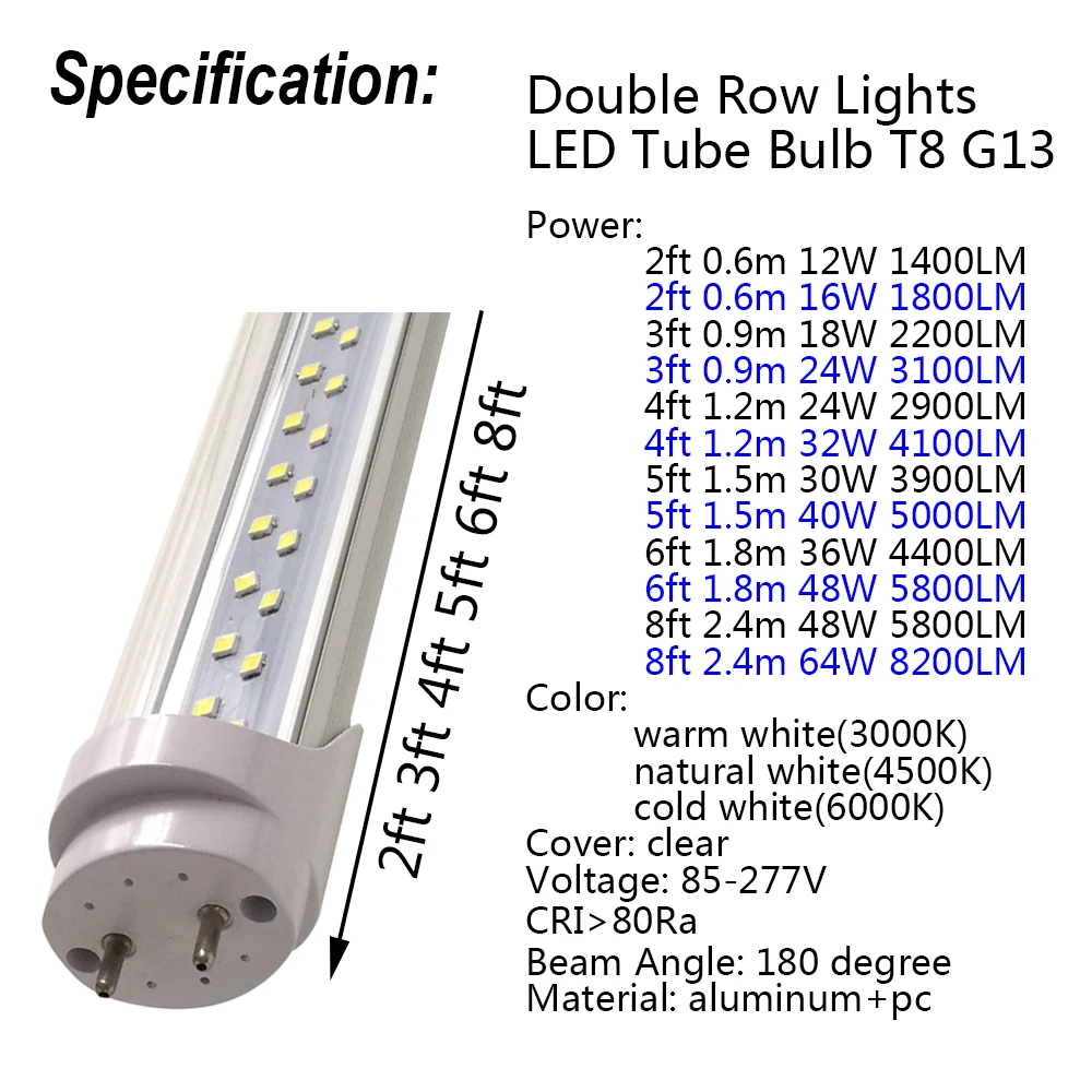 2 50 шт./упаковка двухрядные светодиодный ные лампы 6 футов|led tube|t8 g13g13 t8 |