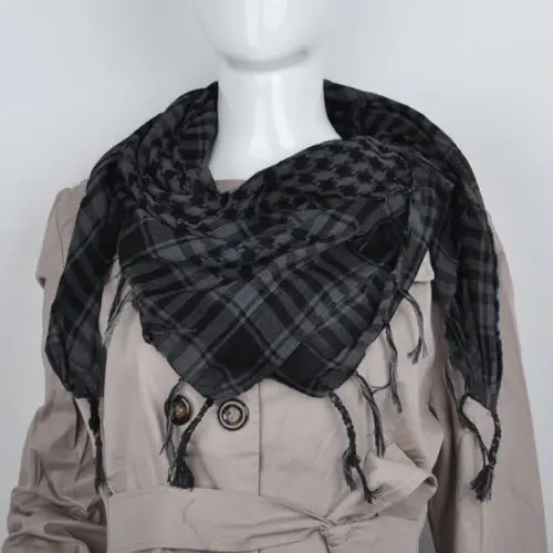Модный женский арабский шемаг Keffiyeh палестинский шарф шаль кафия Горячая 13 цветов - Цвет: black dark grey