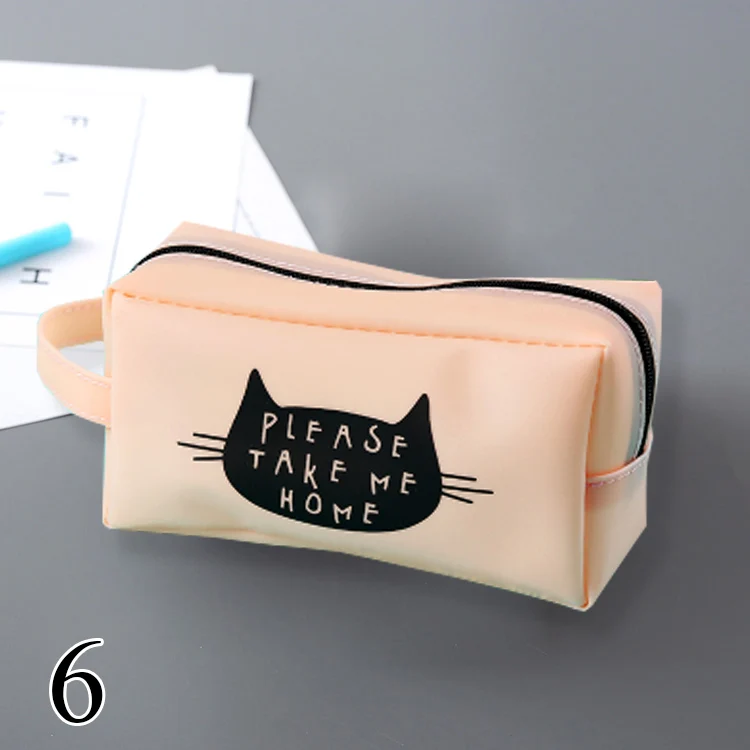 6 1 шт., чехол-карандаш с кошкой, большая емкость, сумки для ручек, Kawaii, чехол на молнии для ручек для девочек, подарок, школьные принадлежности, новинка, корейские канцелярские принадлежности - Цвет: 6