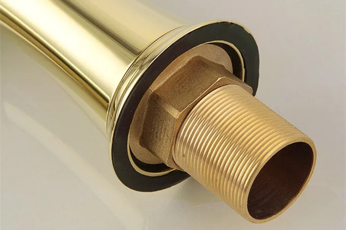 Золотистый смеситель для раковины в ванную комнату из твердой латуни горячей и