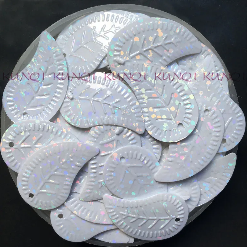 New 15*25mm Laser White Leaves Loose Sequins Paillettes Sewing Wedding crafts Women Kids DIY Garment Accessory | Дом и сад